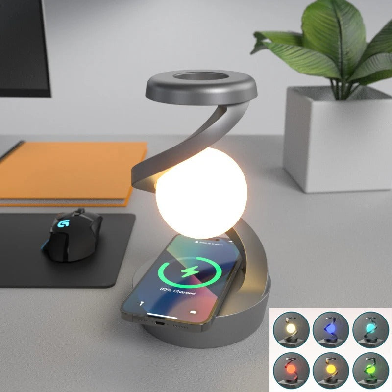 Rotating Moon Desk Lamp with Wireless Charging and Touch Sensor