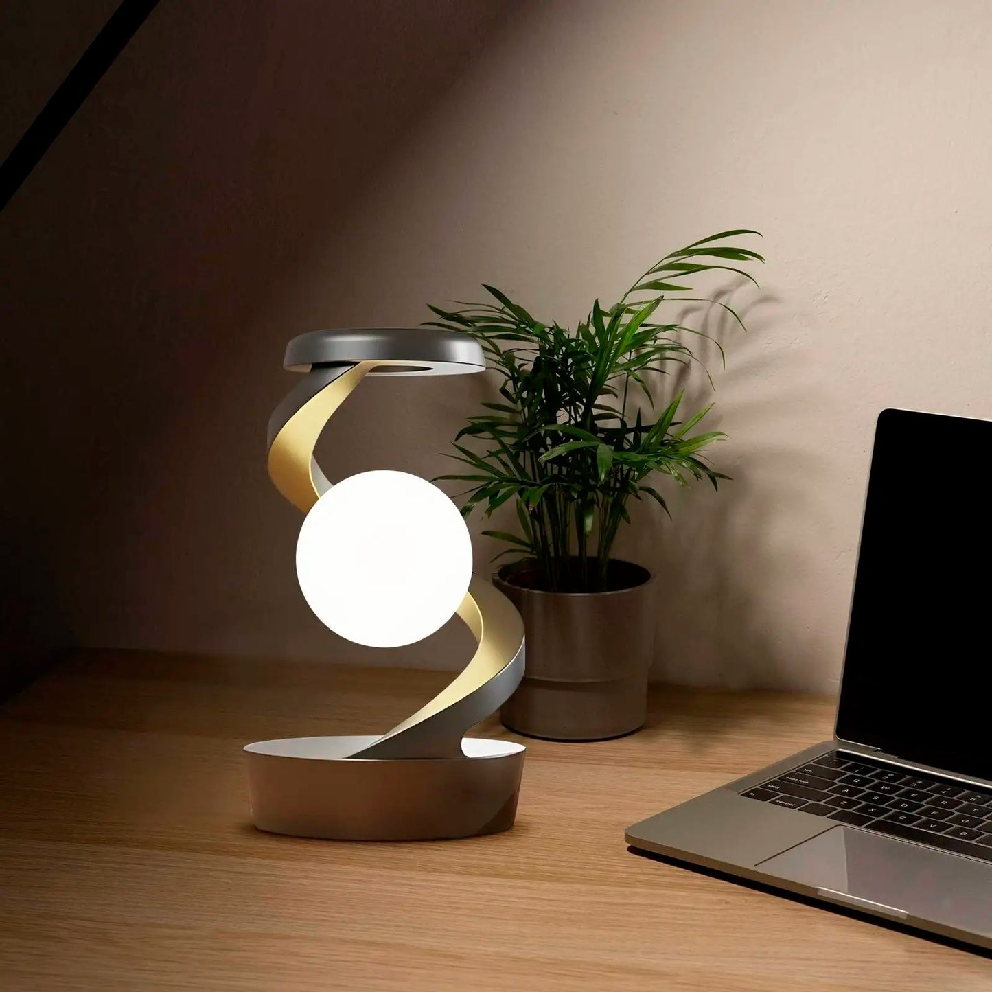 Rotating Moon Desk Lamp with Wireless Charging and Touch Sensor